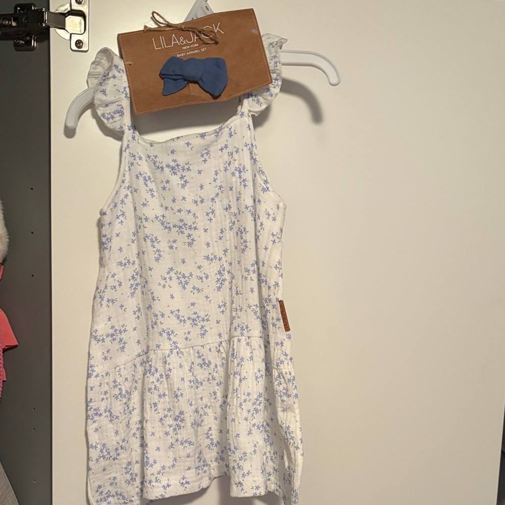 Lila & Jack White and Blue Floral Dress